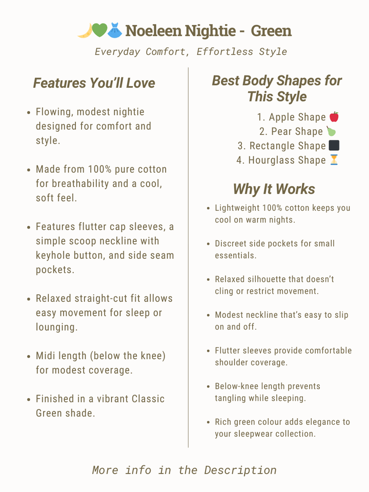 Noeleen Nightie -  Green features women's plus size flowing design, 100% cotton, stylish comfort for sizes 16-50.