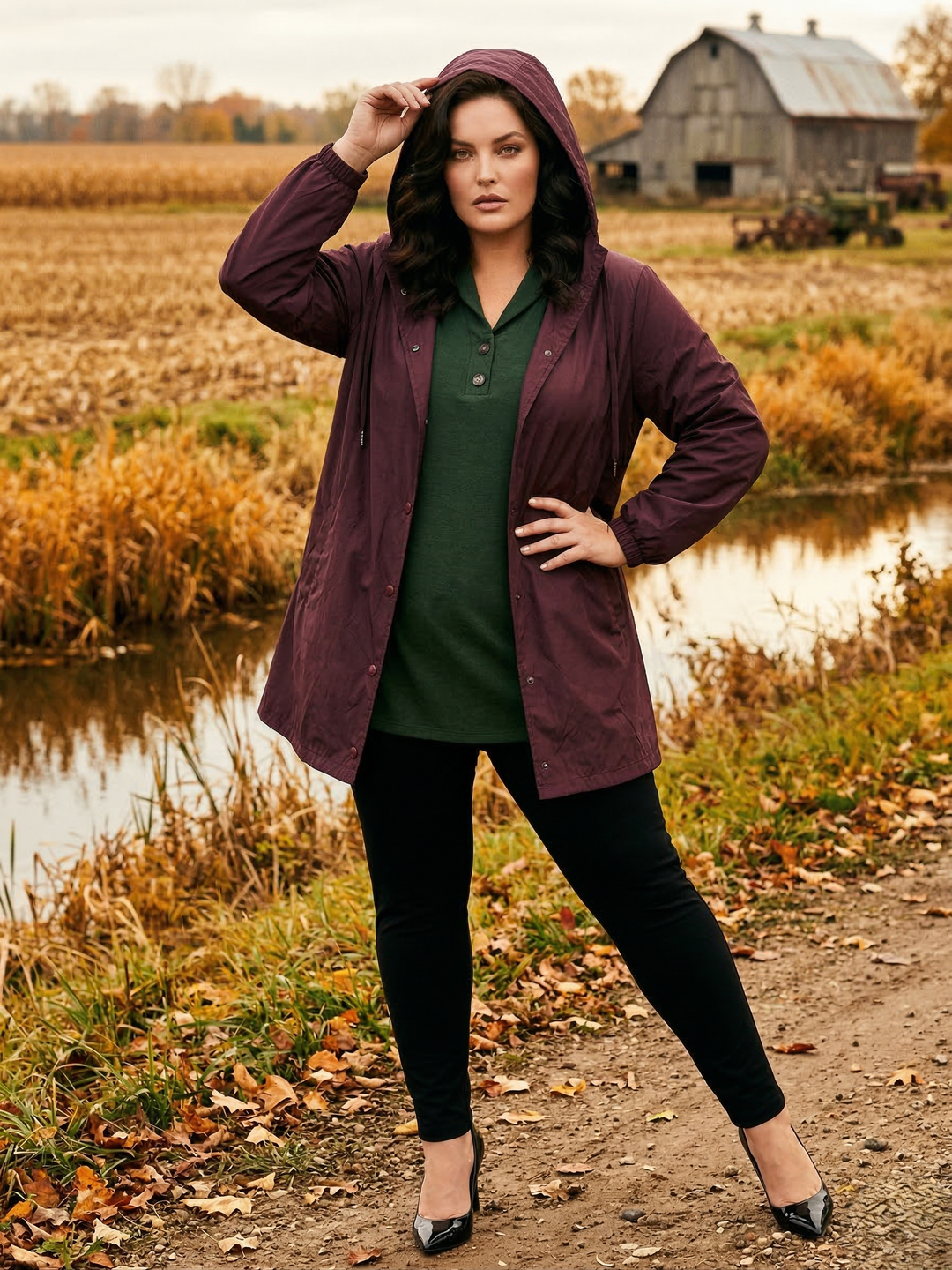 Raindrops Parka - Wine*