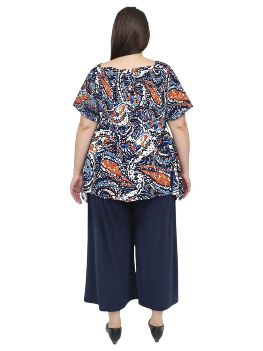 Women’s Plus Size Salem Top – Navy Print | Dale and Waters