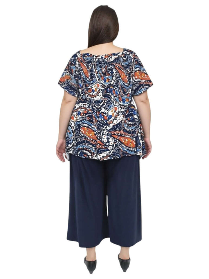 Women’s Plus Size Salem Top – Navy Print | Dale and Waters