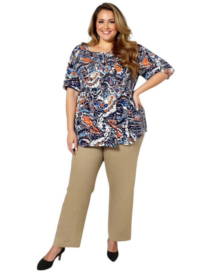 Women’s Plus Size Salem Top – Navy Print | Dale and Waters
