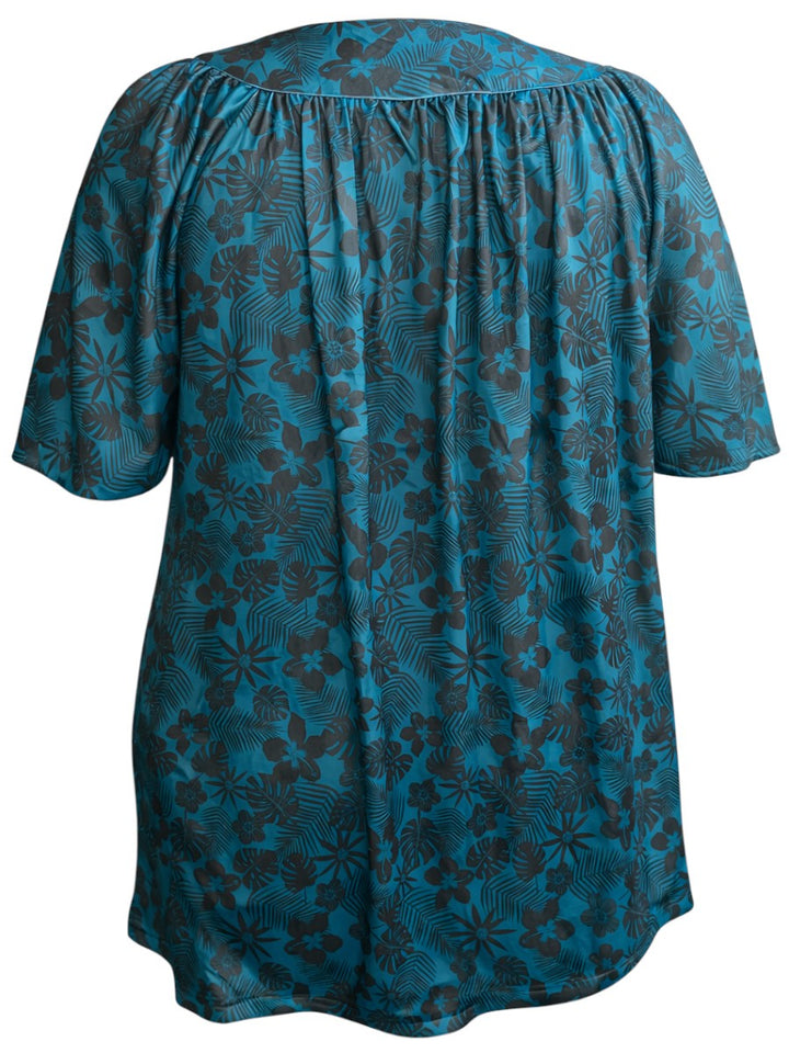 Shadow Tropics Swim Rashi - Teal Print