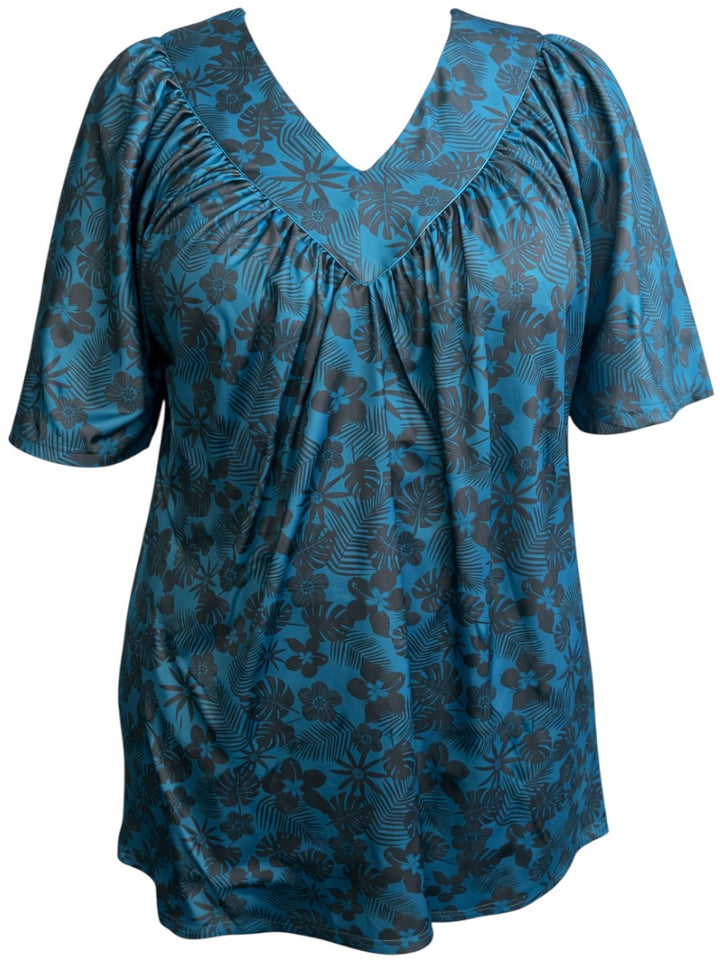 Shadow Tropics Swim Rashi - Teal Print