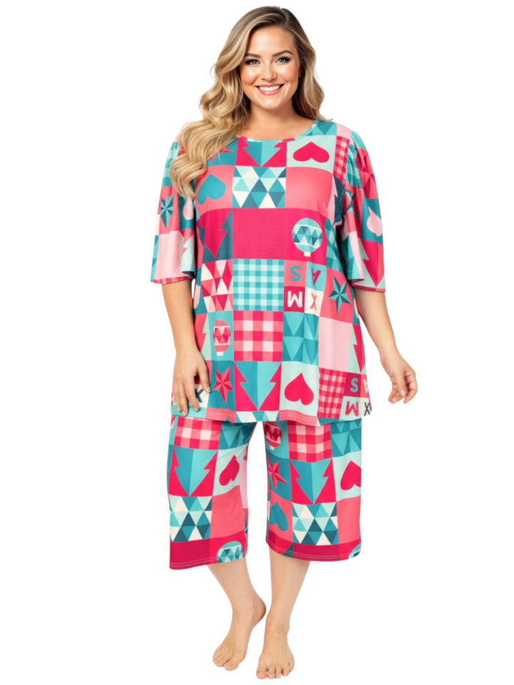 Sleigh Bells Sleep Tee - Red Green Print*