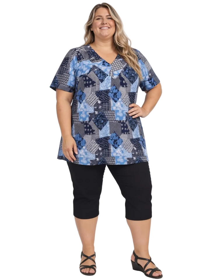 Sterling Fields Top - Patchwork Print