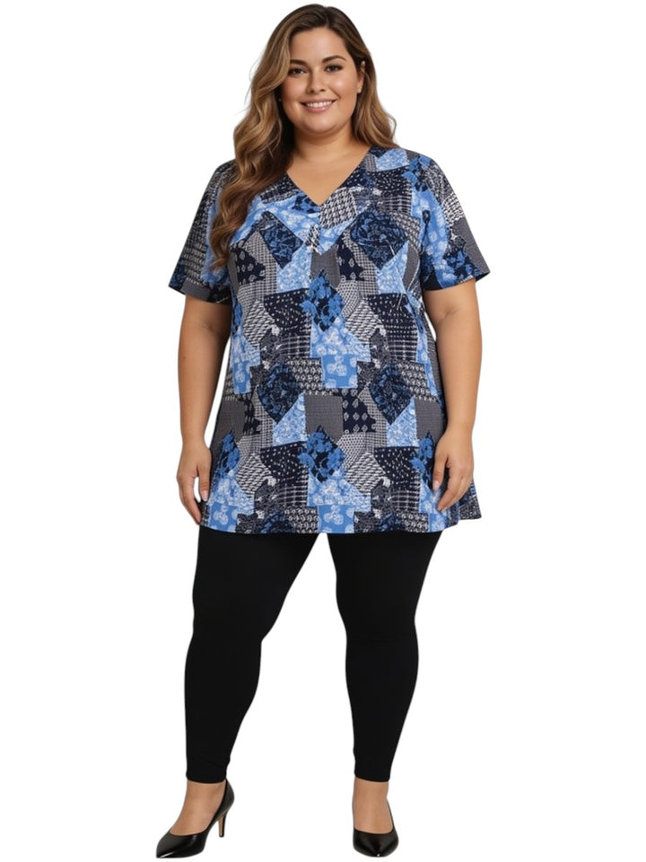 Sterling Fields Top - Patchwork Print