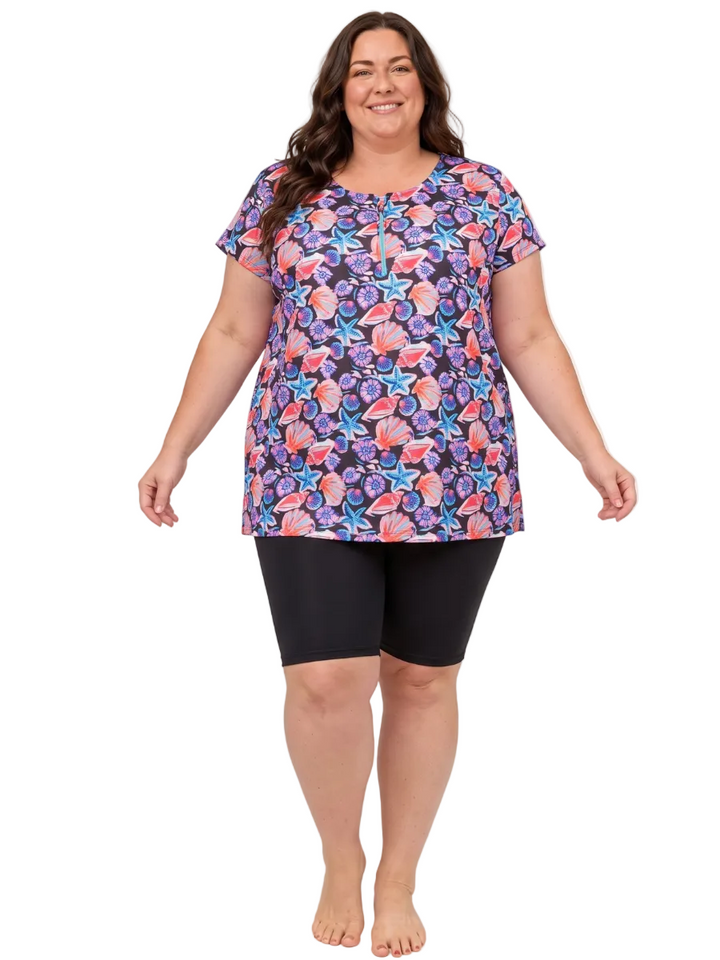 Moana Isles Swim Rashi- Coral Print