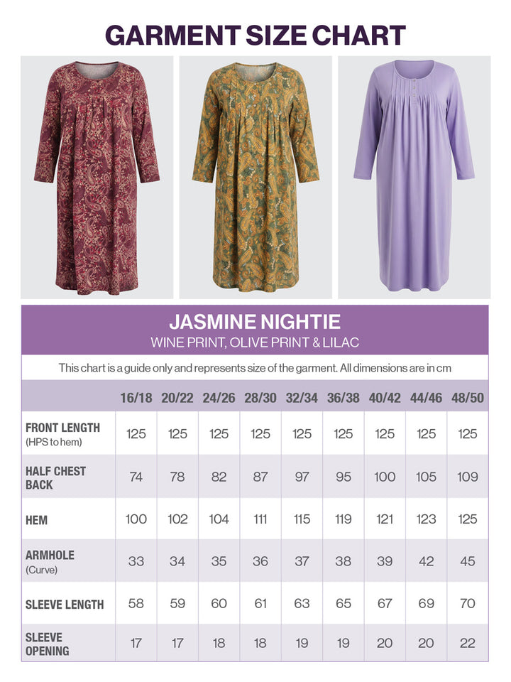 Jasmine Nightie - Wine Print