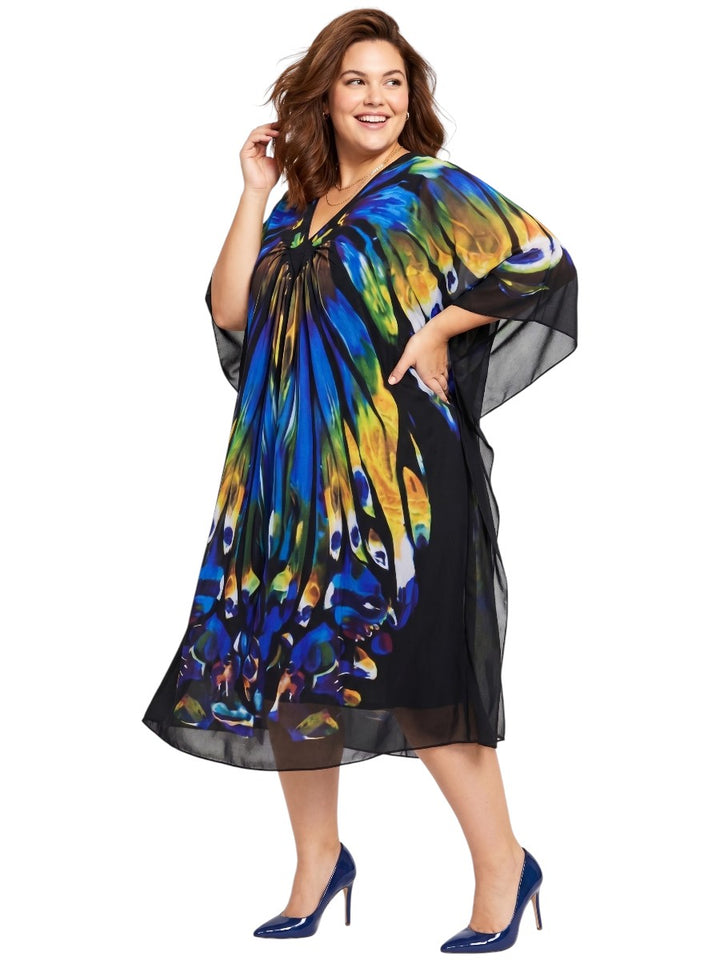 Zahara Bloom Kaftan Dress - Blue Print