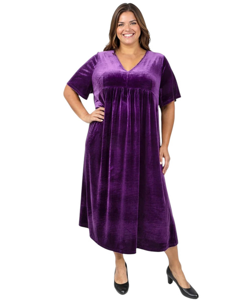 Gala Velour Dress - Blackcurrant*