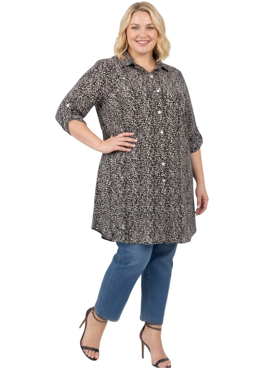 Ardell Blouse - Black/Mocha Print*
