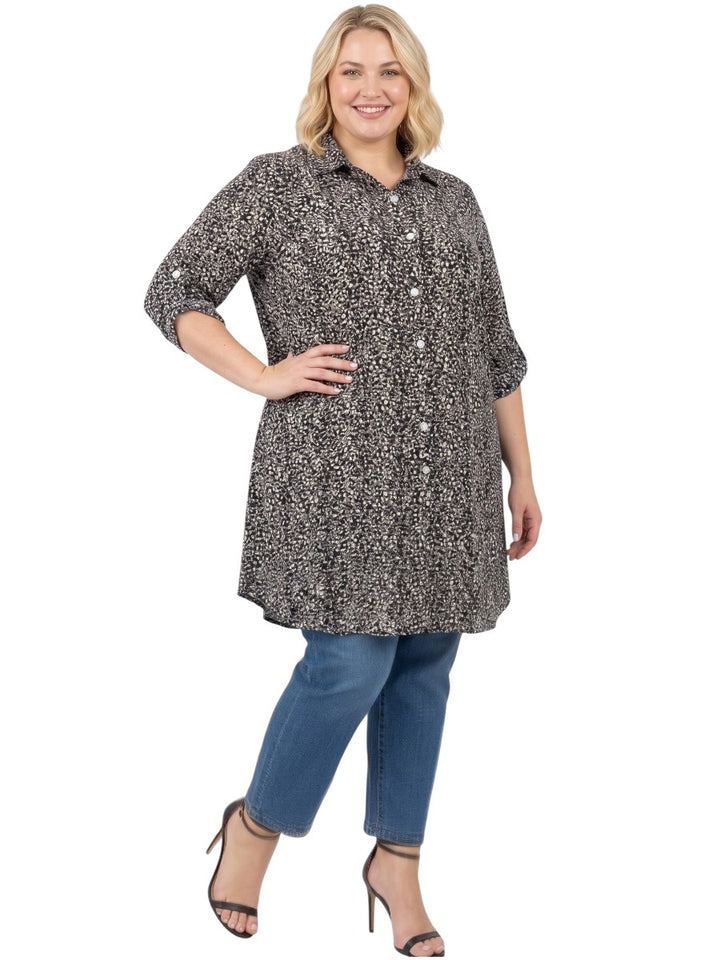 Ardell Blouse - Black/Mocha Print*