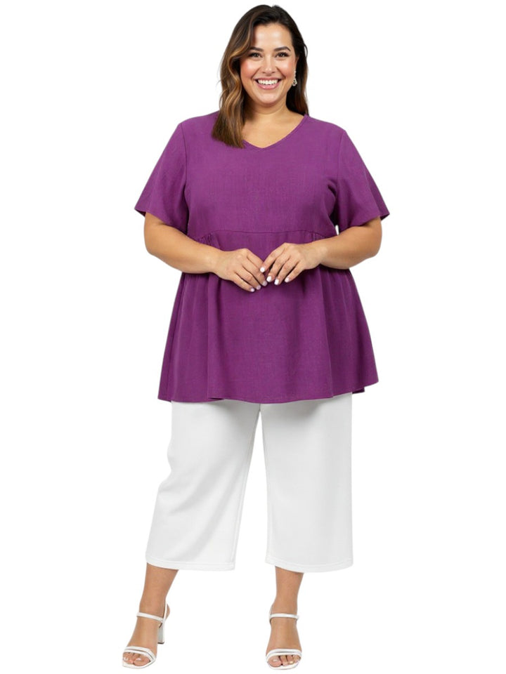 Darice Linen Top - Midnight Purple