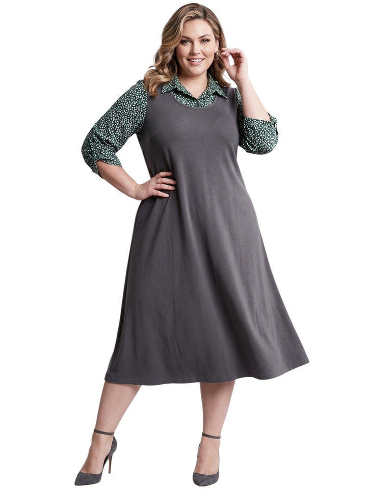 Dreama Pinafore Sleeveless Dress - Charcoal