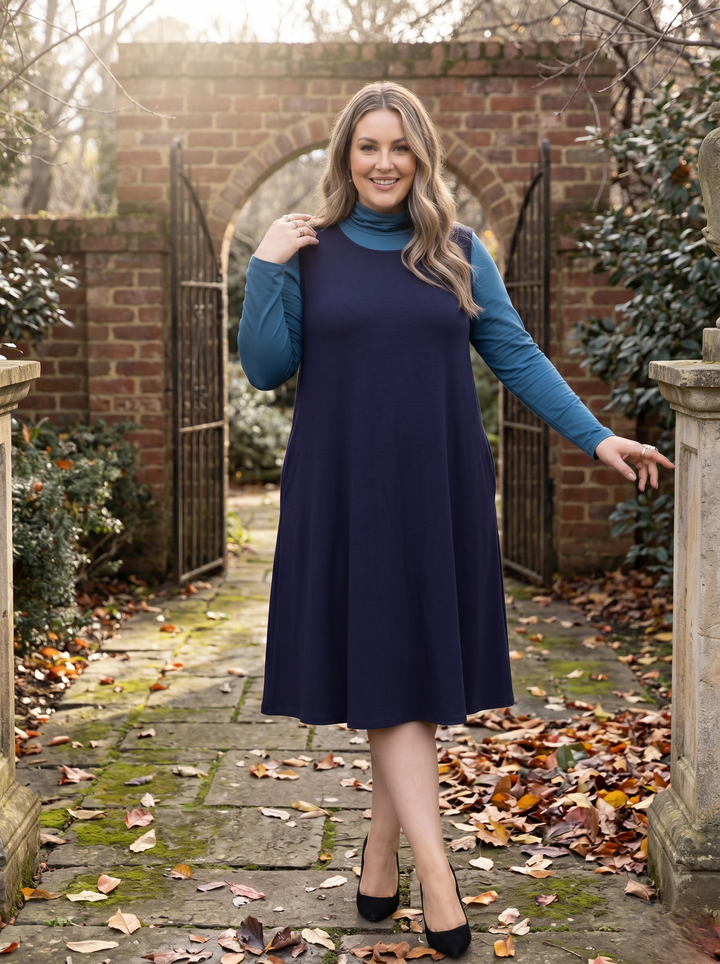 Dreama Pinafore Sleeveless Dress - Navy*