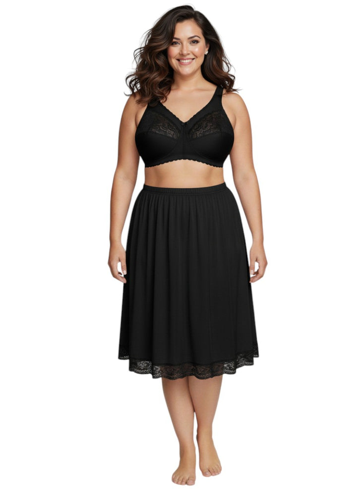 Tricot Knee Length Slip - Black