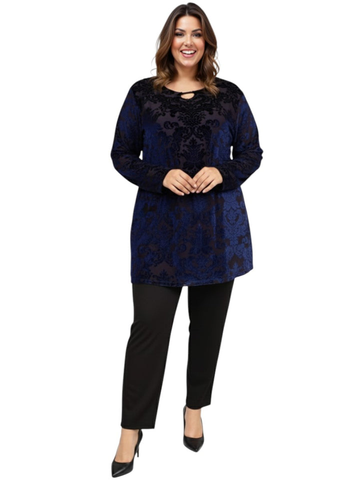 Finley Velour Tunic - Blue Print