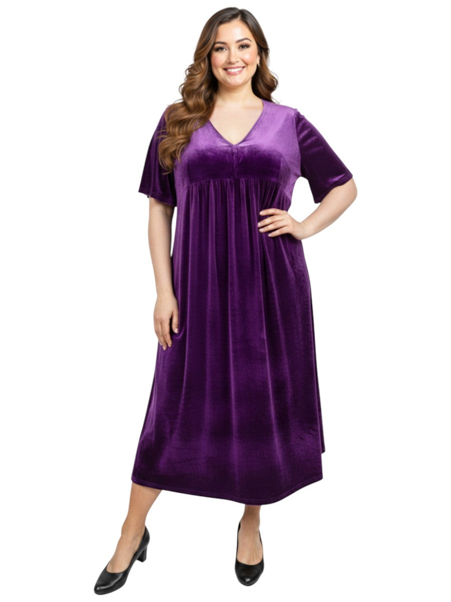 Gala Velour Dress - Blackcurrant*