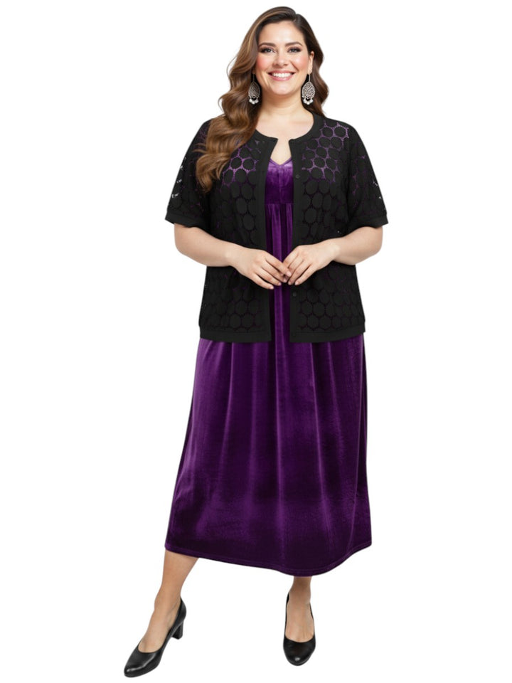 Gala Velour Dress - Blackcurrant*