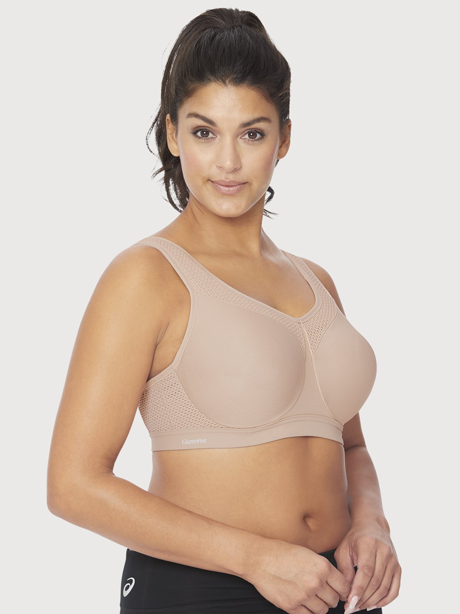 GLAMORISE BRA 9066 - HIGH IMPACT SEAMLESS SPORTS BRA - CAFE - Dale and Waters