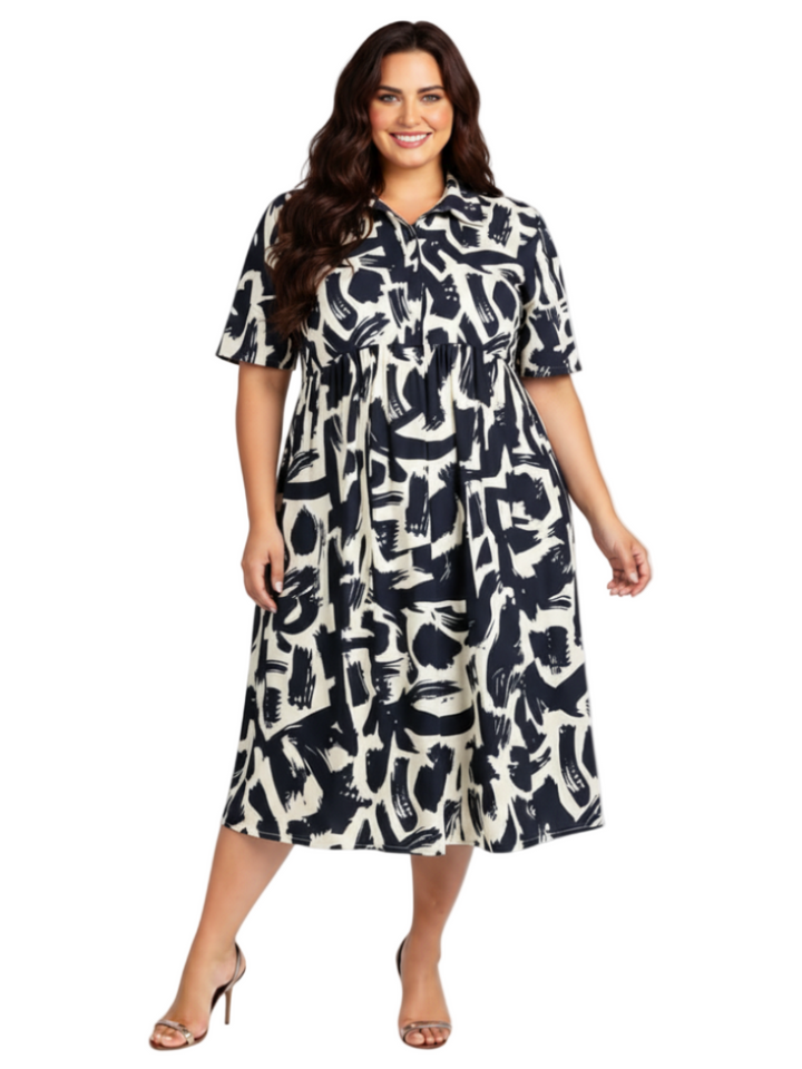 Johanna Dress - Black & Cream Print