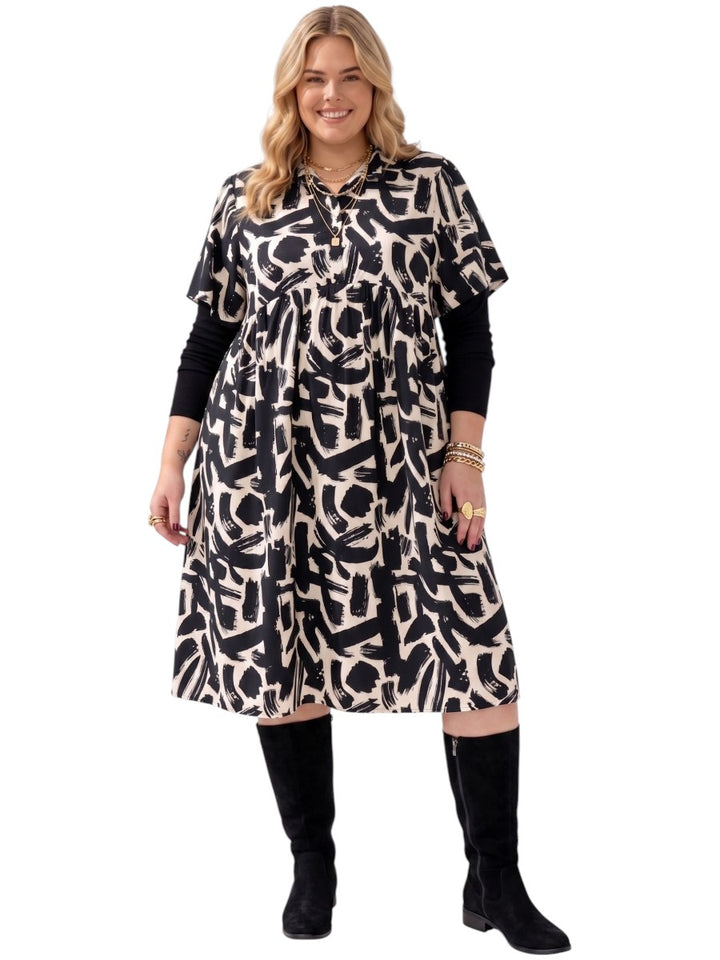 Johanna Dress - Black & Cream Print*