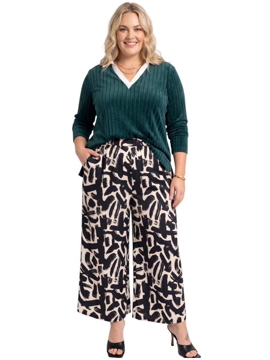 Johanna Pants - Black & Cream Print