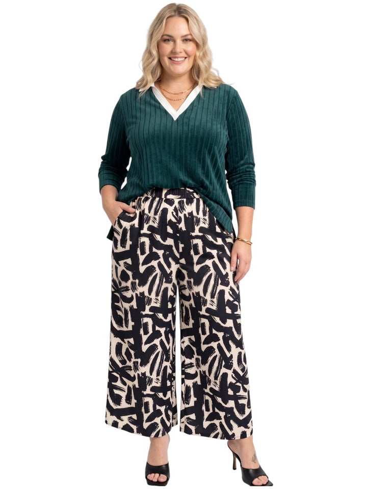 Johanna Pants - Black & Cream Print
