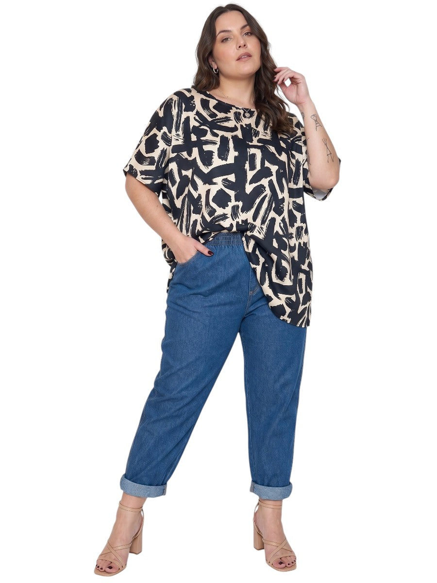 Johanna Top - Black & Cream Print