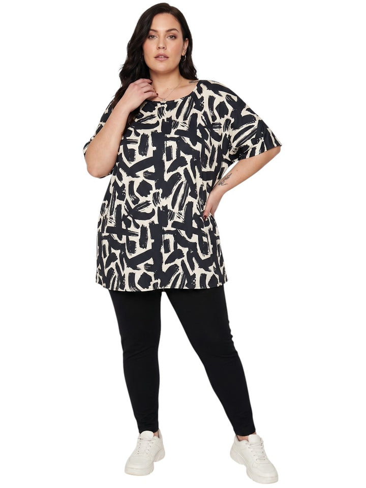 Johanna Top - Black & Cream Print