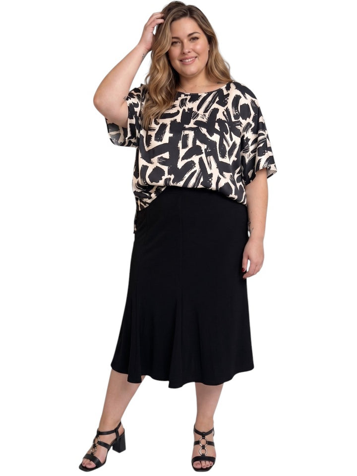 Johanna Top - Black & Cream Print