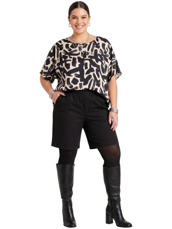 Johanna Top - Black & Cream Print