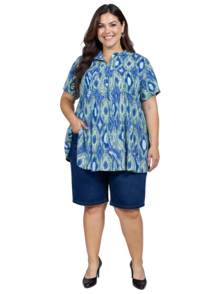 Journee Blouse - Green Print