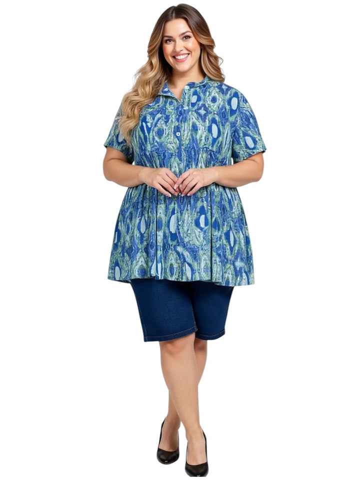 Journee Blouse - Green Print