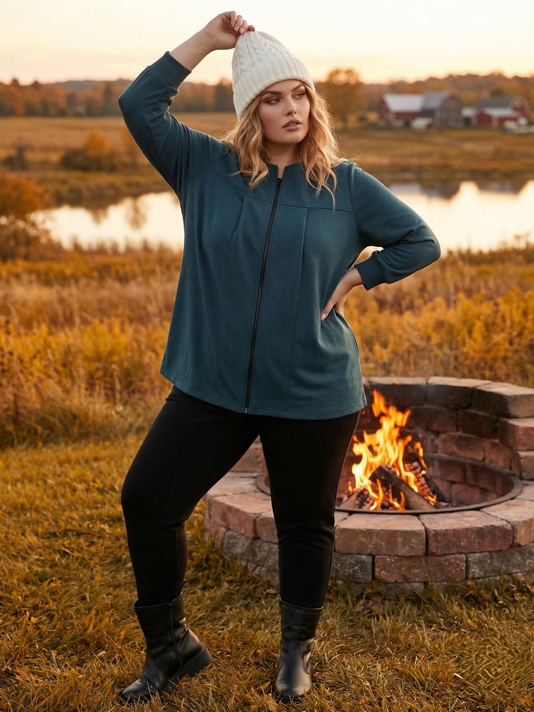 Lenora Fleece Jacket - Teal (no hood)