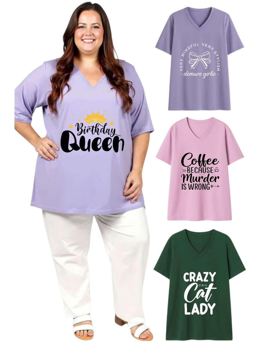 Customised  V-neck Tees - Cotton Spandex