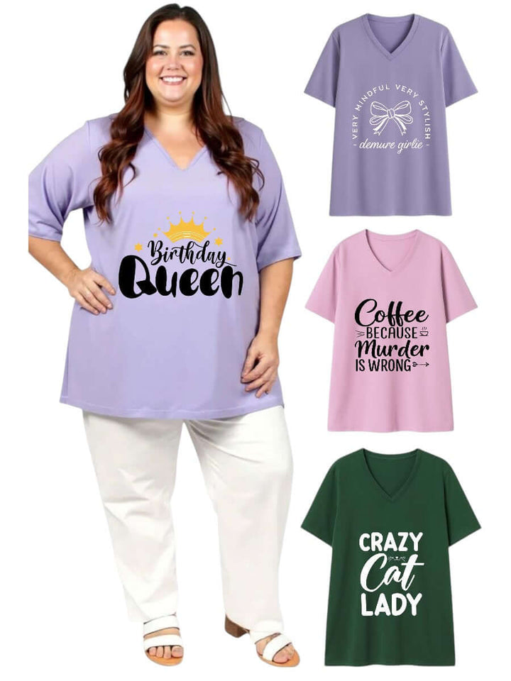 Customised  V-neck Tees - Cotton Spandex