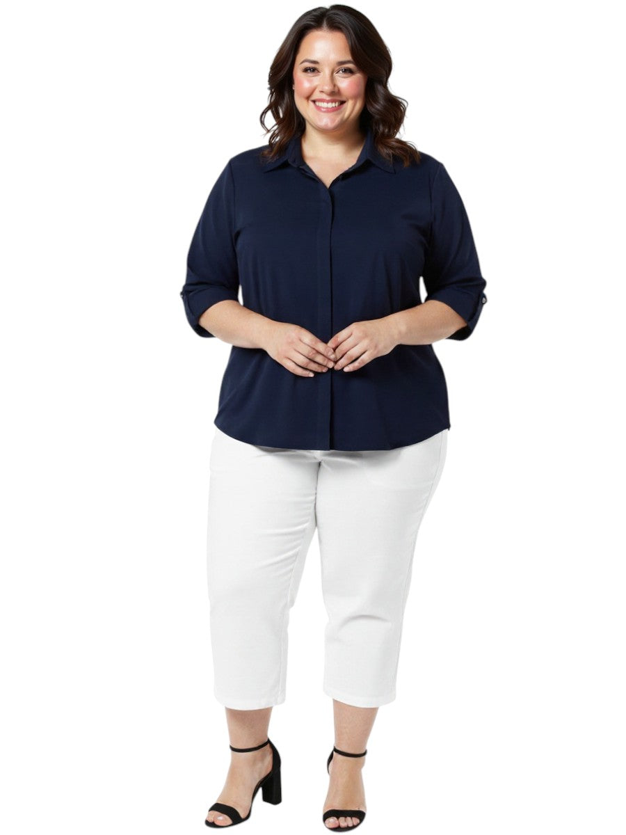 Classic Collar Blouse - Navy