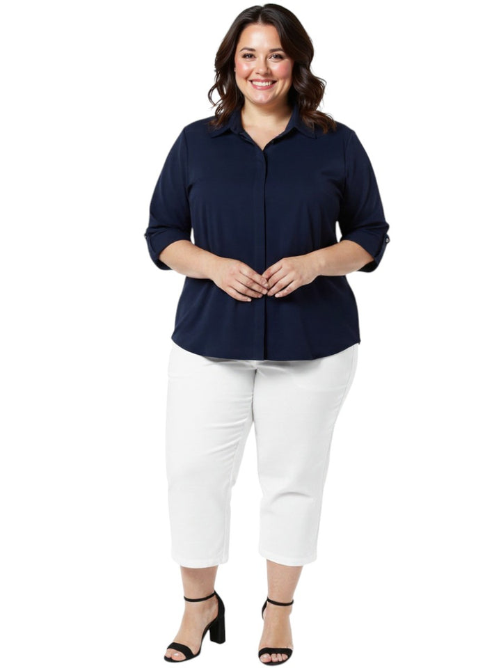 Classic Collar Blouse - Navy