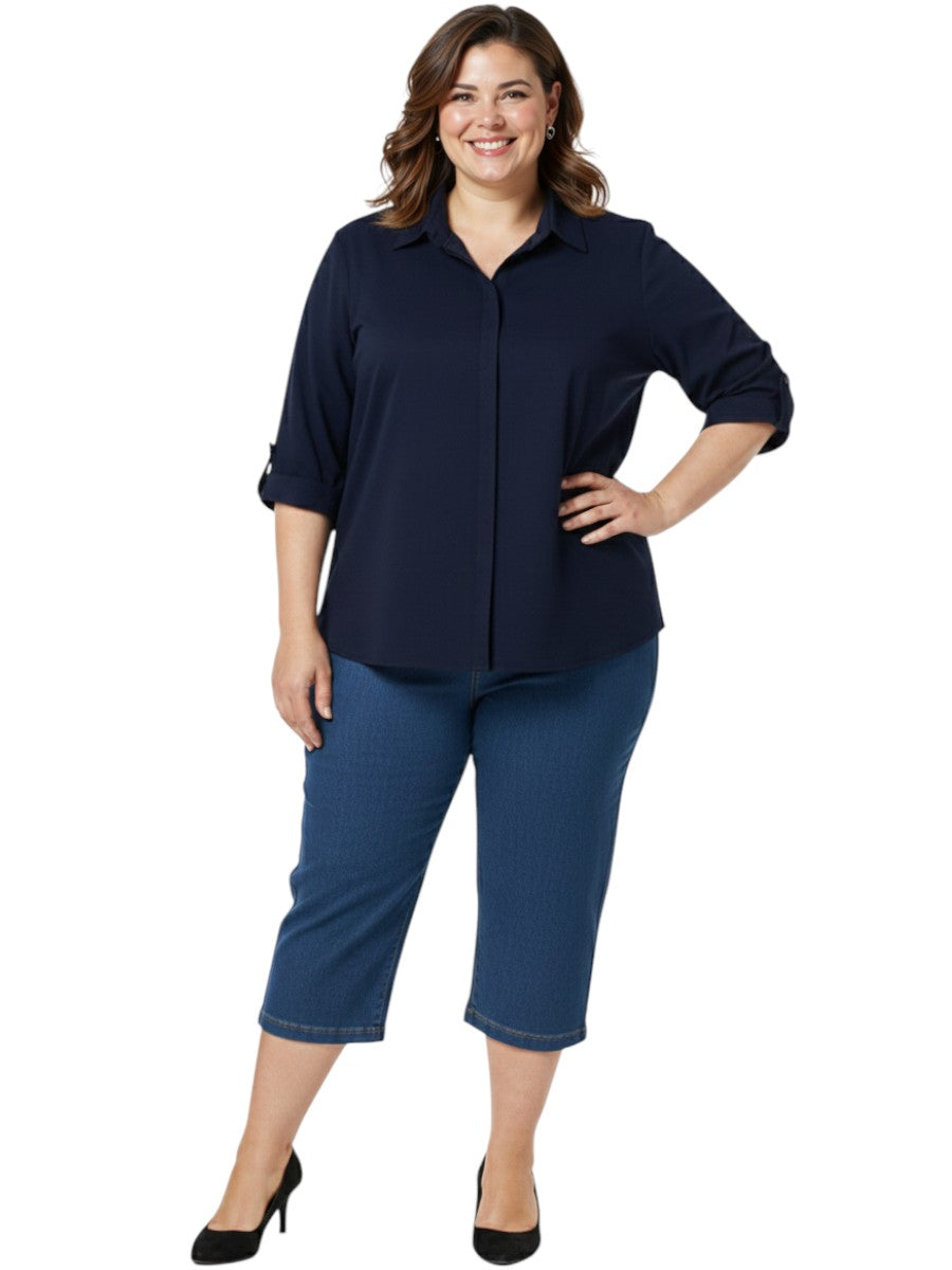 Classic Collar Blouse - Navy