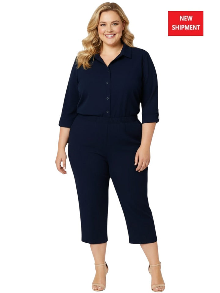 Classic Collar Blouse - Navy