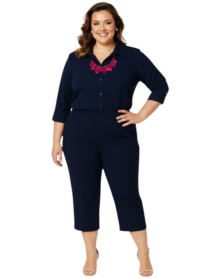 Classic Collar Blouse - Navy