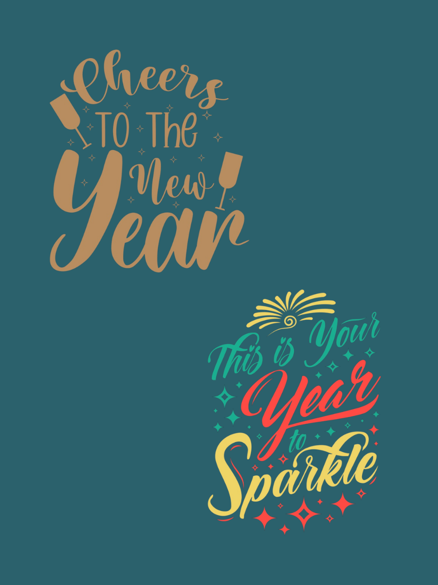 Cheers to the New Year and This is Your Year to Sparkle graphic design for celebrations.