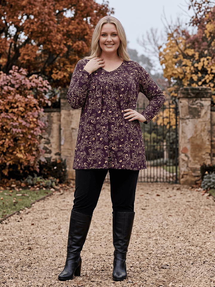 Oaklynn Top - Wine Print