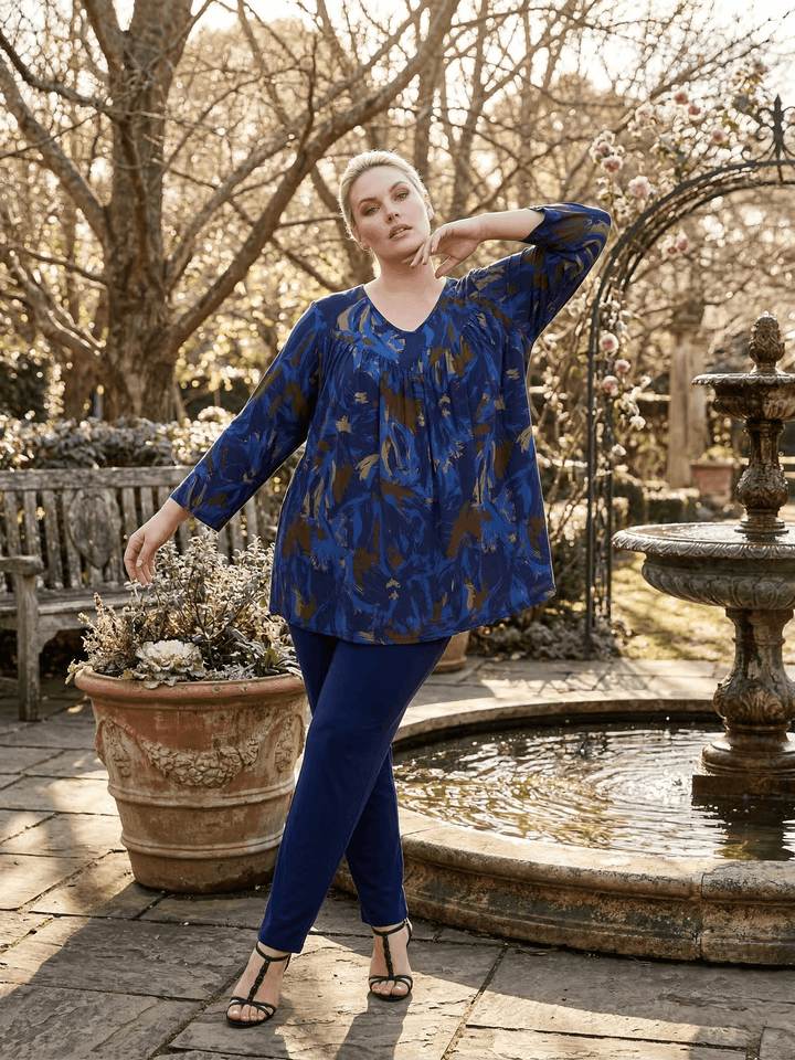 Oaklynn Top - Navy Print