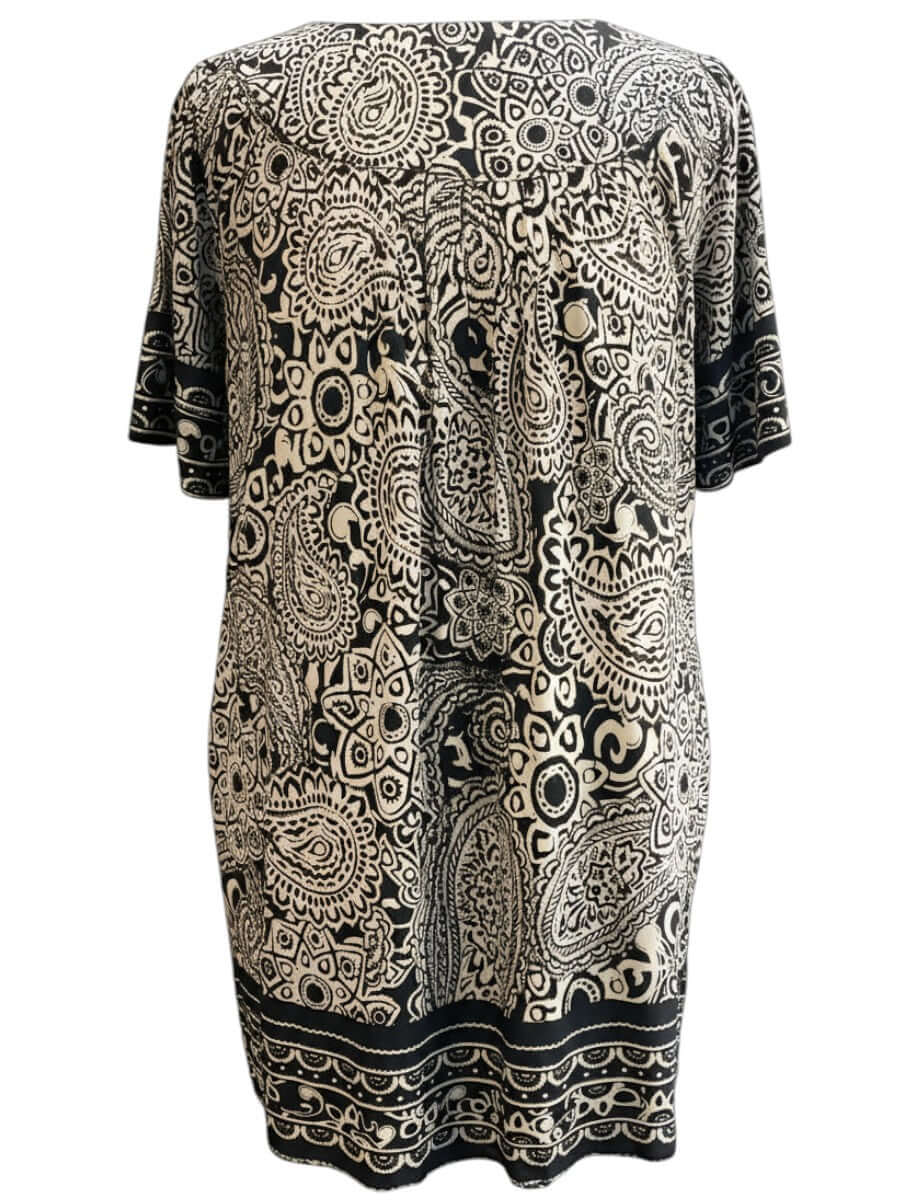 Sterling Fields Tunic - Black Print featuring unique paisley design, perfect for plus size women size 16-50.