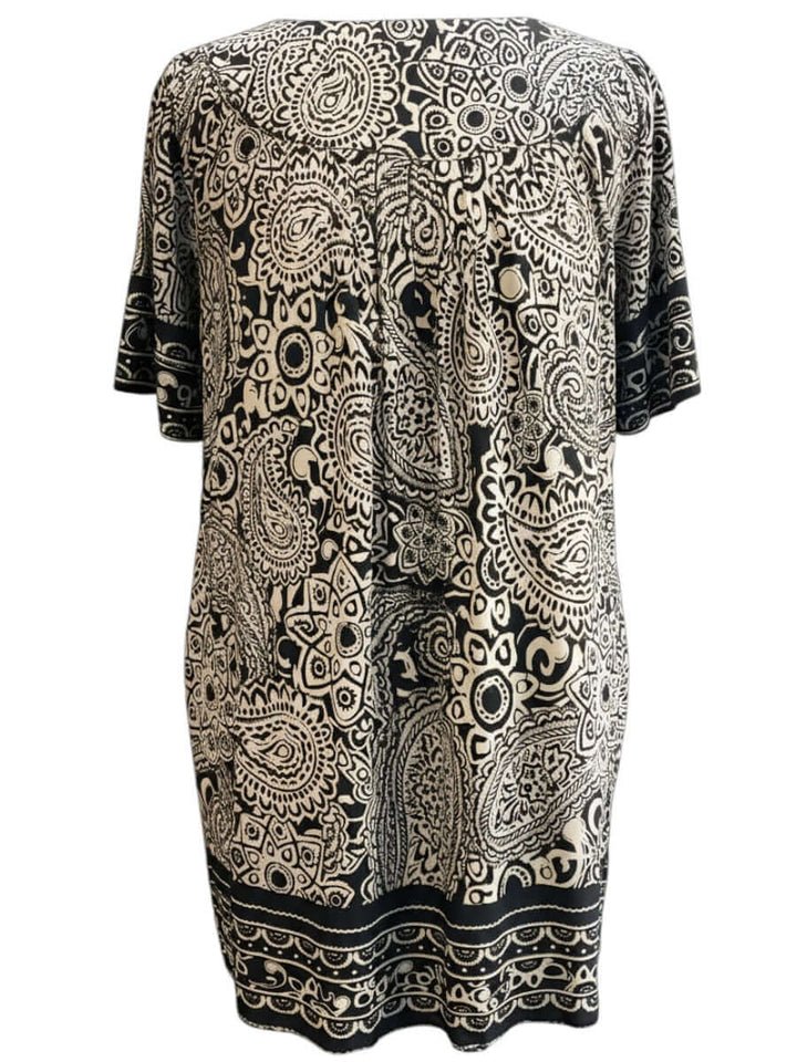Sterling Fields Tunic - Black Print featuring unique paisley design, perfect for plus size women size 16-50.