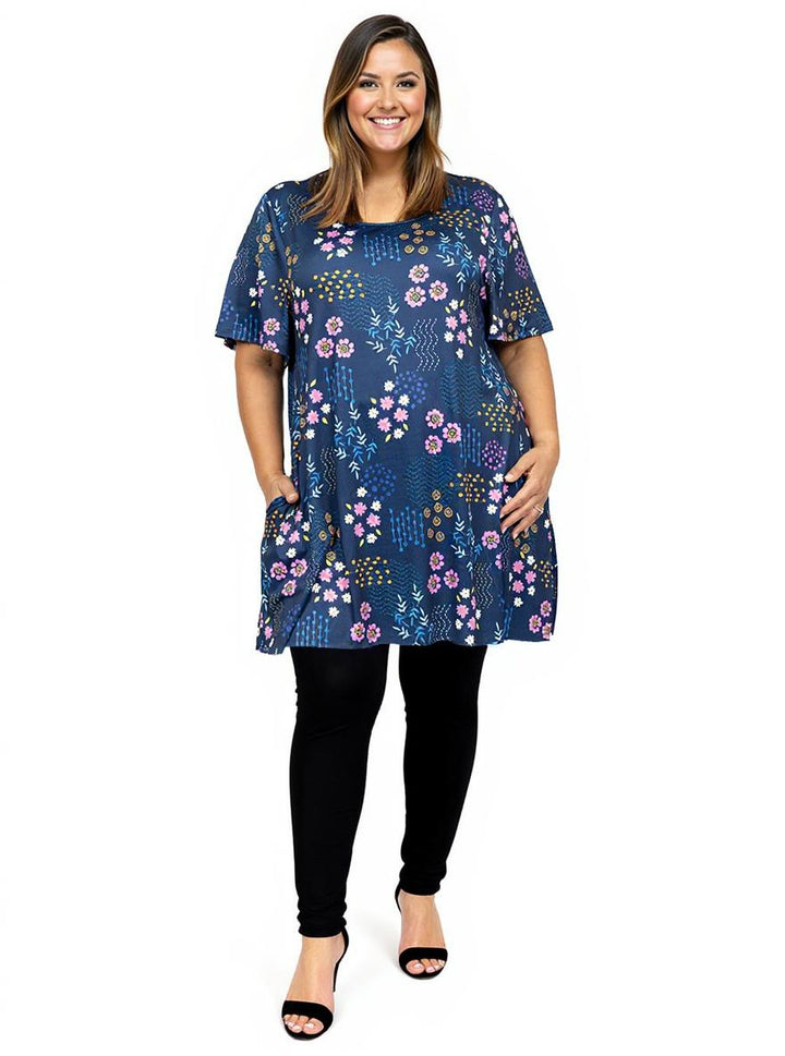 Foster Tunic  - Navy Print*