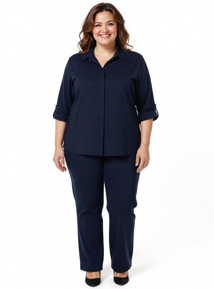 Classic Collar Blouse - Navy