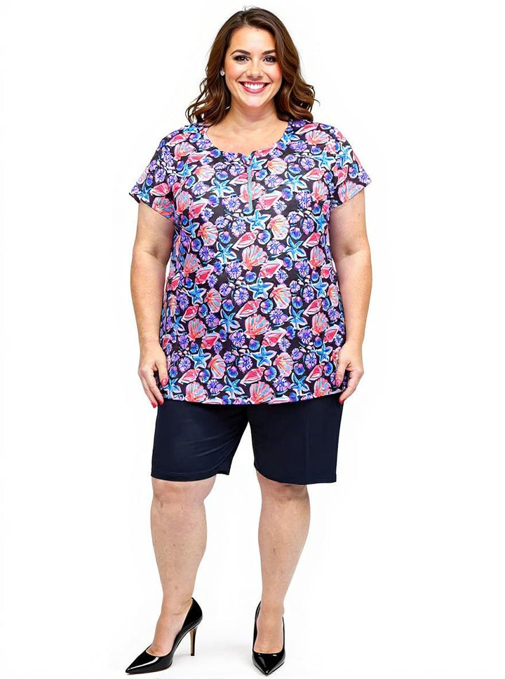 Moana Isles Swim Rashi- Coral Print